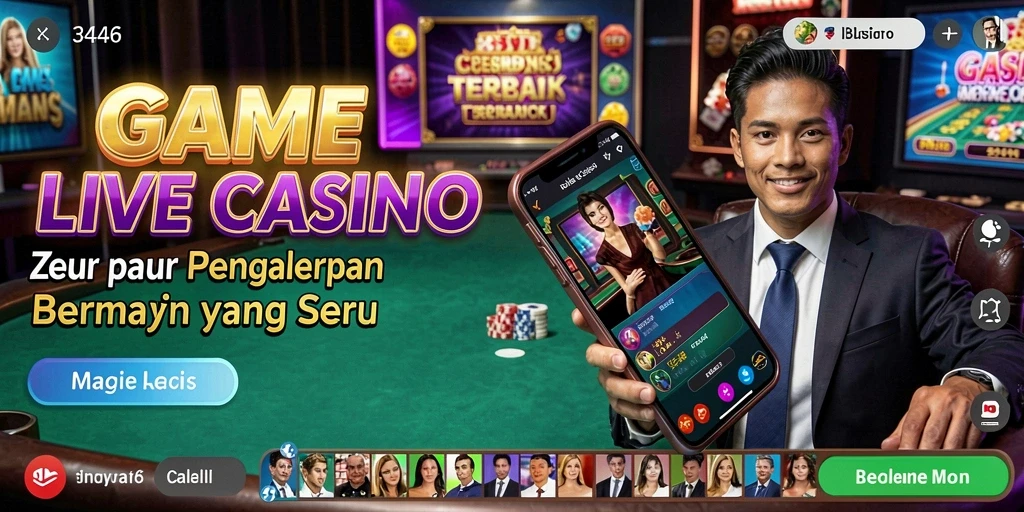 Tampilan gameplay langsung dari dealer profesional di Live Casino.