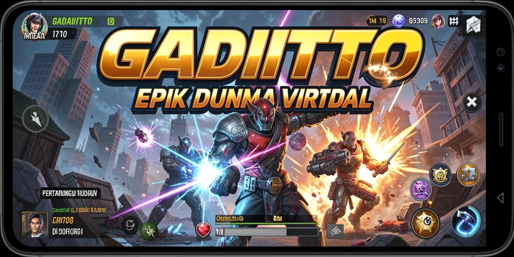 Gameplay GADAITOTO menampilkan pertarungan karakter yang dinamis dan seru.