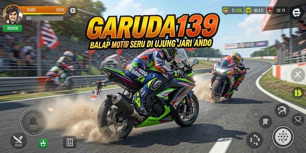 Tampilan gameplay balap motor yang mendebarkan di GARUDA138.