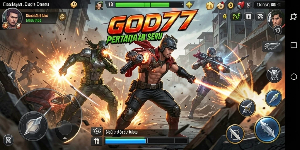 Gameplay seru dan mendebarkan di dalam GOD77 yang penuh aksi.