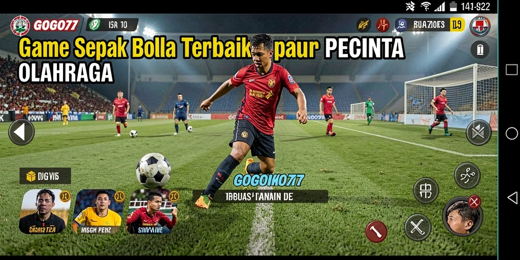 Screenshot GOGO77 menampilkan aksi penuh semangat di lapangan sepak bola.