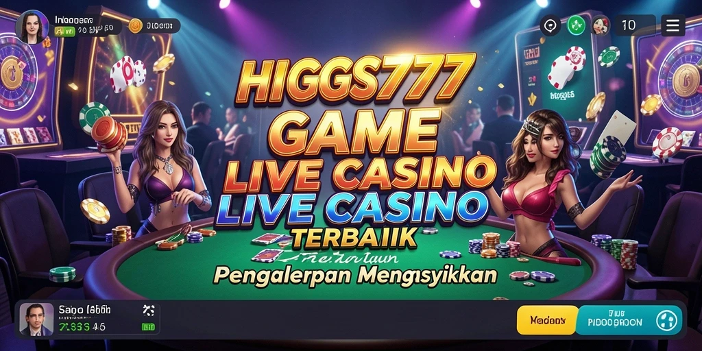 Tampilan gameplay HIGGS777 yang menakjubkan dengan dealer langsung.