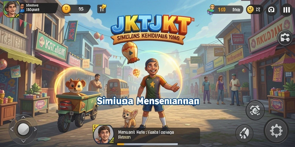 Tampilan menarik gameplay simulasi JKTJKT dengan karakter berinteraksi.