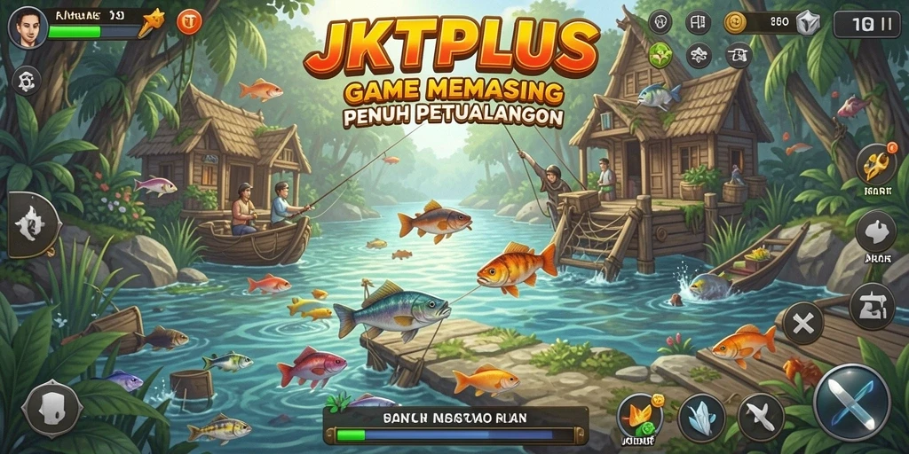 Tampilan gameplay memancing yang menarik dan realistis di JKTPLUS.