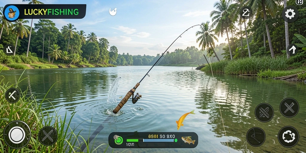 Gameplay menenangkan dengan pengalaman memancing yang seru.