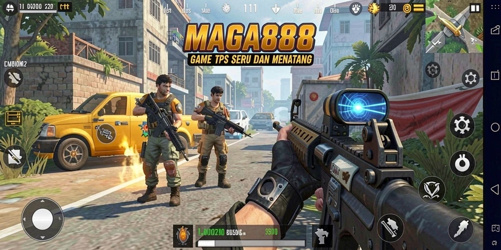 Menampilkan aksi seru di permainan TPS MAGA888.