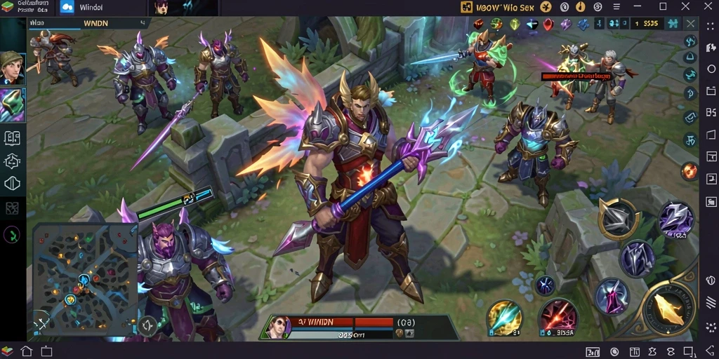 Tangkapan layar gameplay WINIDN yang menunjukkan pertempuran tim yang intens.