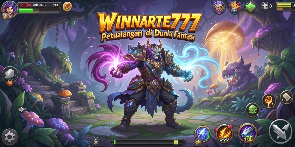 Tampilan gameplay seru dalam <strong>WINRATE777</strong> saat menjelajahi dunia fantasi.